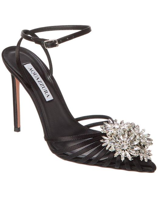 Aquazzura Crystal Margarita 105 Satin Pump in Metallic | Lyst