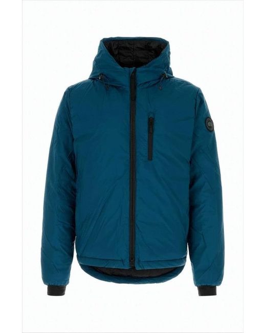 Canada Goose Blue Padded Hooded Jacket With High Collar for men