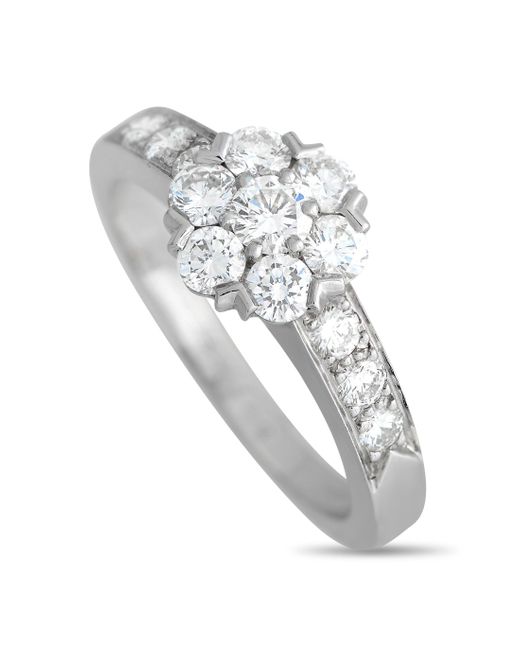 Van Cleef & Arpels Gray 18k Gold 0.65ct Diamond Fleurette Ring C10-030824 Vc10-030824