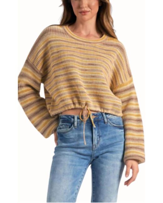 Elan Blue Drawstring Crew Neck Sweater