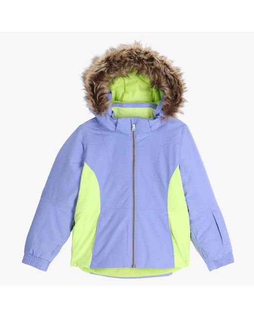 Spyder Blue Girls Lola Ski Jacket Insulated Hooded Full Zip Ups798