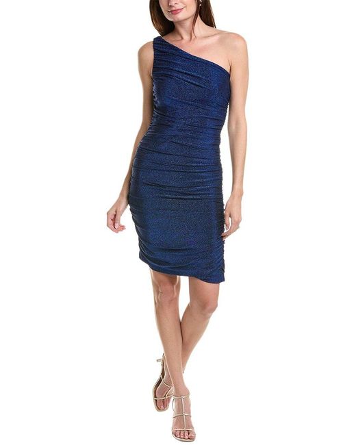 Rene Ruiz Blue One-shoulder Mini Dress