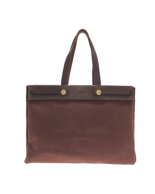 Hermès Herbag Canvas Tote Bag (pre-owned) in Brown | Lyst