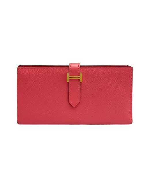 Hermès Red Béarn Leather Wallet (pre-owned)