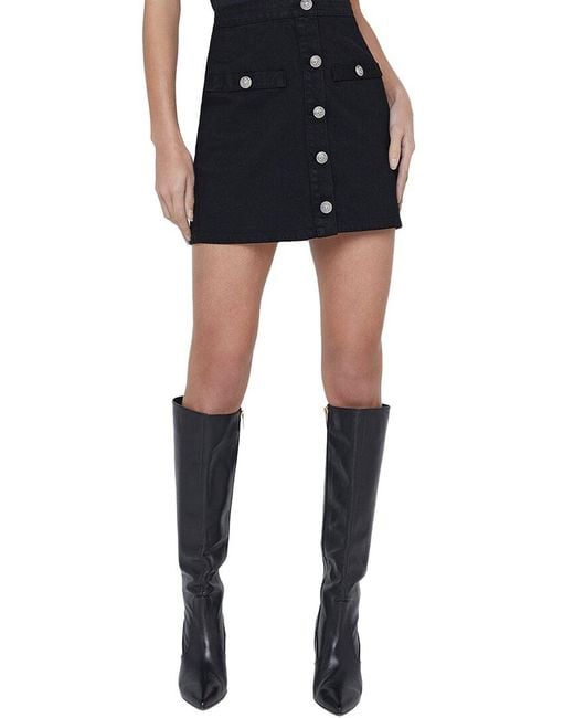 L'Agence Black Kris Button Front Mini Skirt
