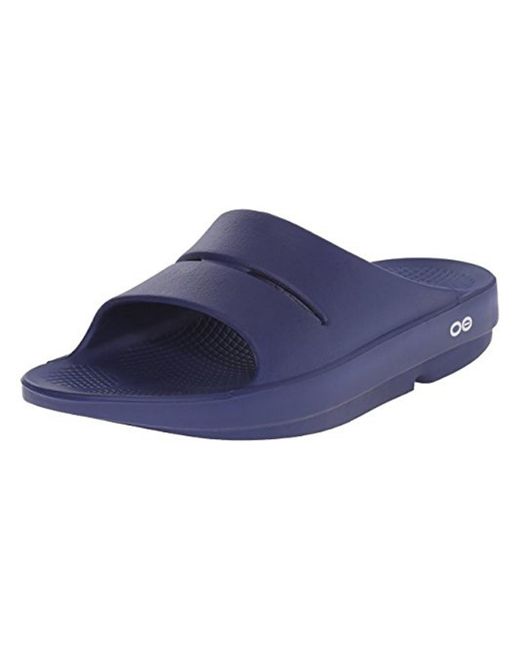 OOFOS Blue Ooahh Cut-out Flexible Slide Sandals for men