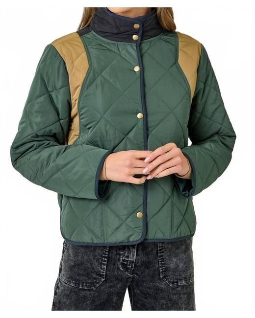 Mystree Green Color Block Padded Jacket
