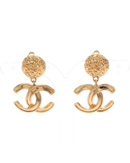 Chanel Metallic Coco Mark Earrings Gp 95a