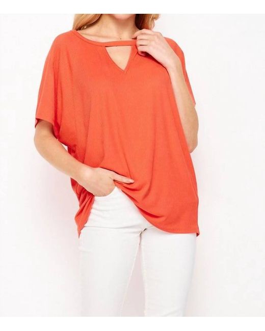 Honeyme Orange Solid Dolman Short Sleeve