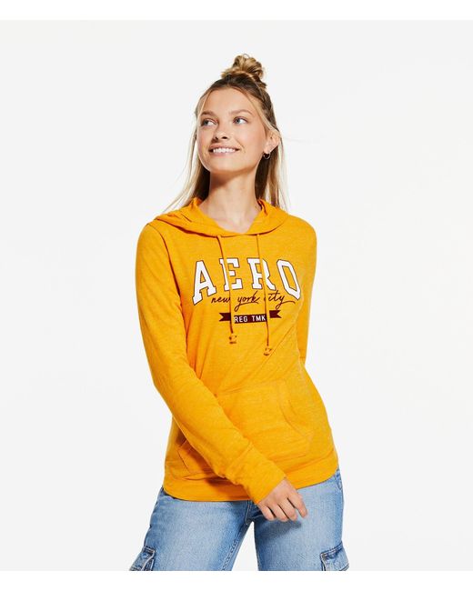 A ropostale New York City Lightweight Pullover Hoodie in Yellow Lyst