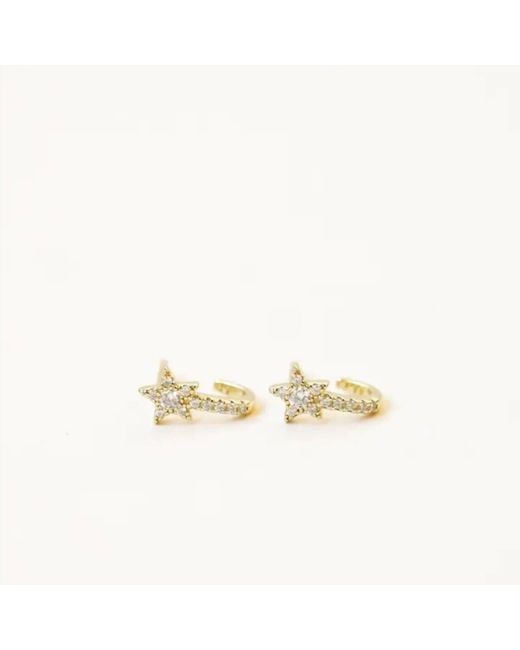 JaxKelly Metallic Celestial Pave Star Huggie Earring