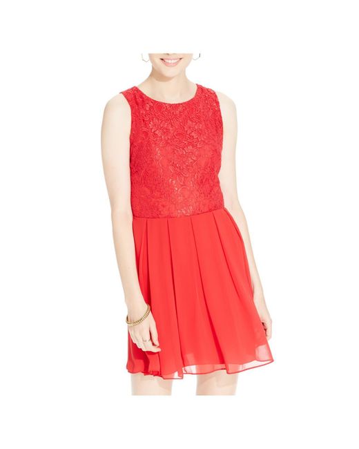 B Darlin Red Juniors Lace Trim Knit Cocktail And Party Dress