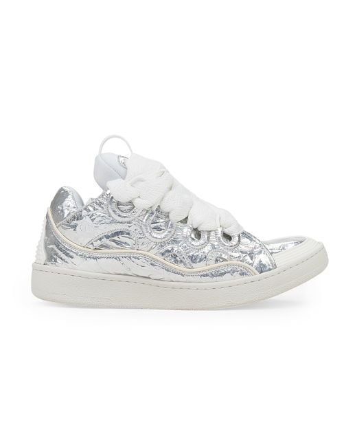 Lanvin White Curb A Effet Metallique Sneakers for men