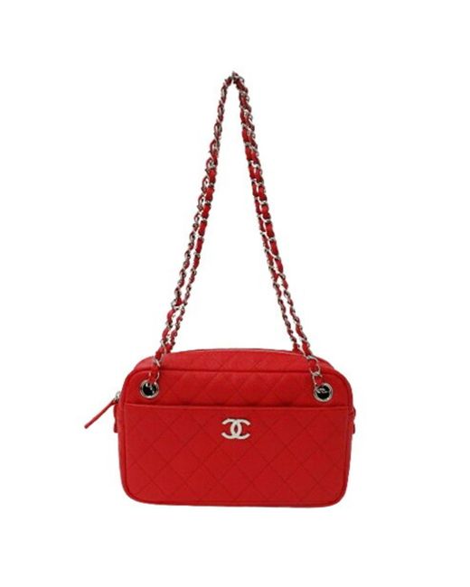 Chanel Red Matelassé Leather Shoulder Bag (pre-owned)