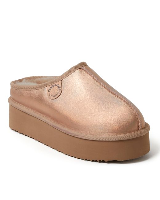 Dearfoams Brown Fireside By Queenstown Genuine Shearling Platform Clog