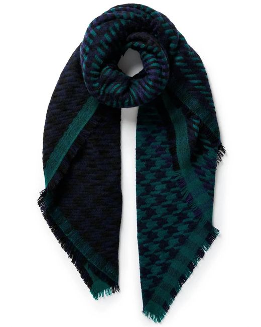 Jane Carr Blue Houndstooth Scarf