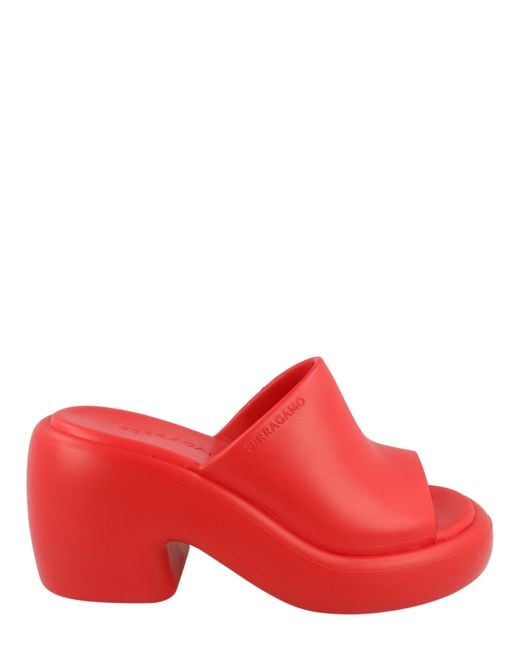Ferragamo Red Rubber Deva Slides