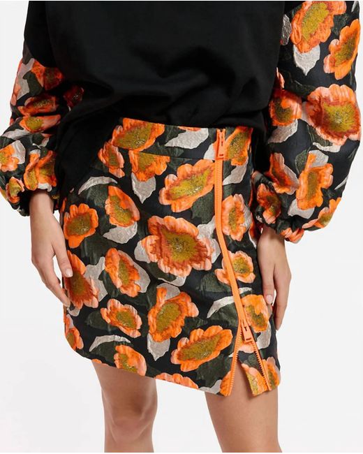 Essentiel Antwerp Orange Elvi Jacquard Miniskirt