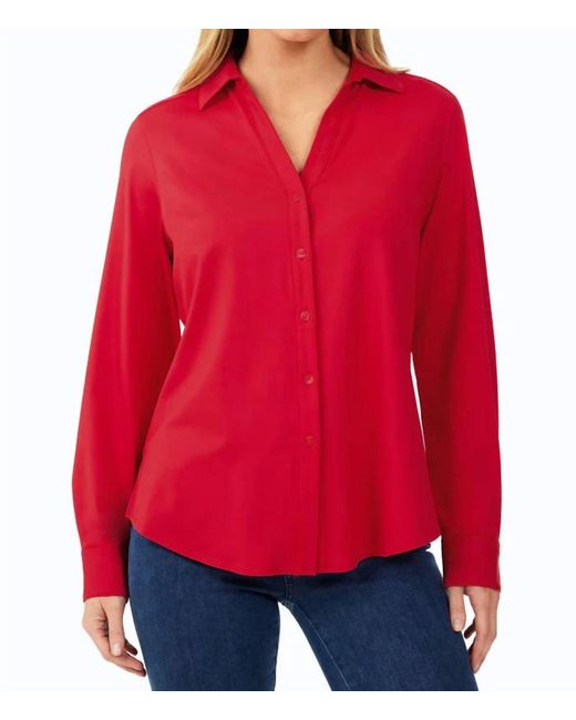 Foxcroft Red Jersey Knit Blouse