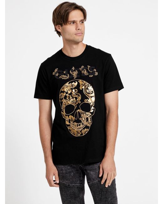Guess Factory Black Eco Rorin Skull Tee for men