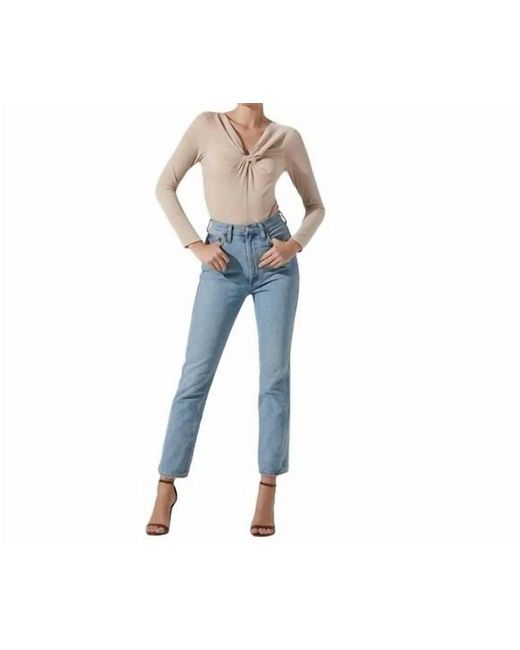 Astr Blue Metallic Twist Front Bodysuit