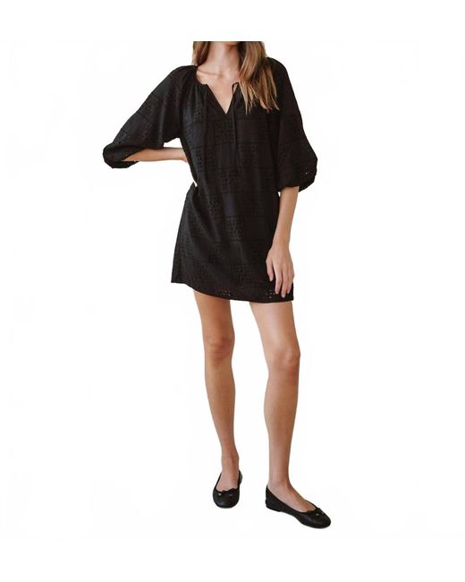 Bella Dahl Black Pullover Puff Sleeve Mini Dress