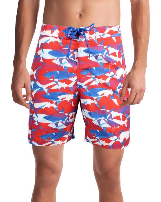 Guy Harvey Red Shark Swimsuit Swim Trunks for men