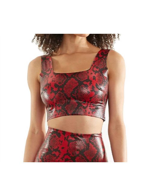 Commando Red Faux Leather Animal Squareneck Crop Top