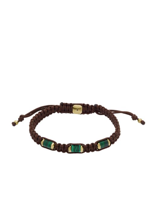 Fossil Brown All Stacked Up Green Malachite Components Bracelet