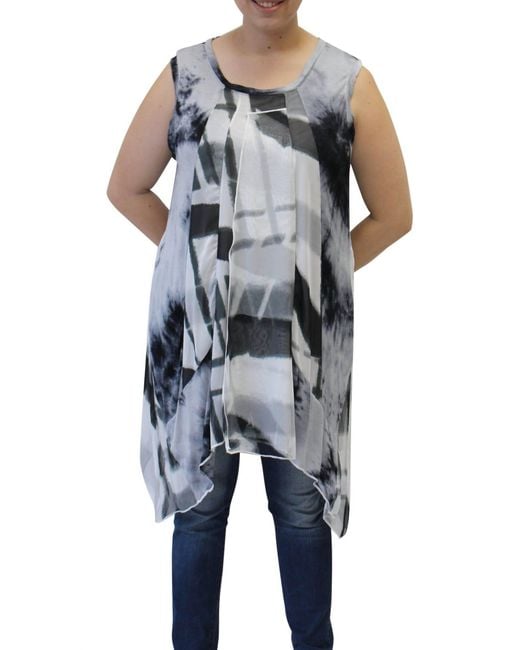 Tuva Collection Black Abstract Sleeveless Patchwork Top