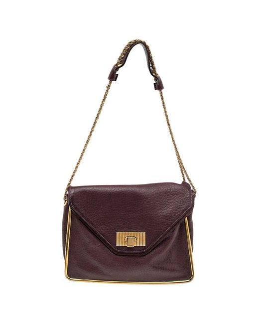 Chloé Purple Pebbled Leather Medium Sally Flap Shoulder Bag