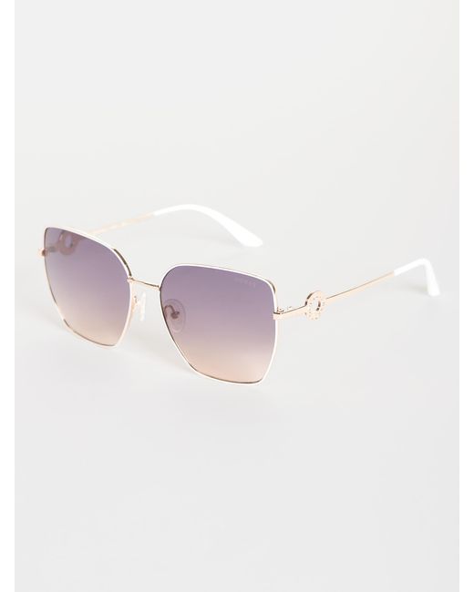 Guess Factory Square Geometric Metal Sunglasses in Pink for Men | Lyst