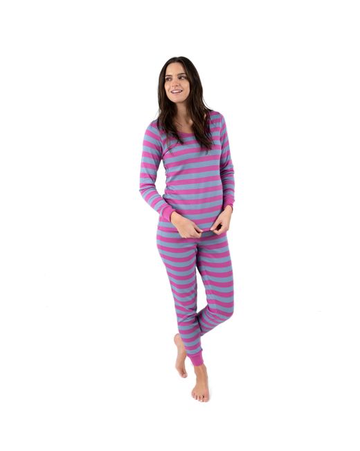 Leveret Purple Two Piece Cotton Pajamas Striped