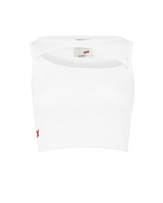 Pcfg White Free Heaven Rib Crop Tank Top