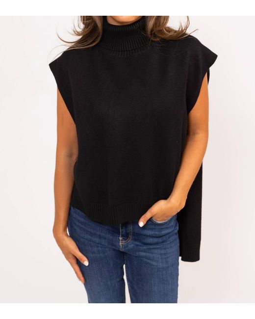 Karlie Black Solid Turtleneck Sweater Tunic