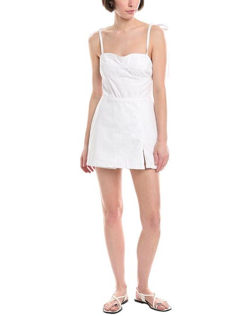 Amanda Uprichard White Taylor Denim Skort Romper
