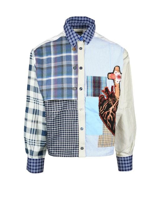 SARL MURMAID Blue Patchwork Shirt for men