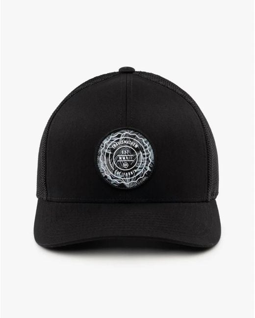 Travis Mathew Black Patch Floral Snapback Hat for men