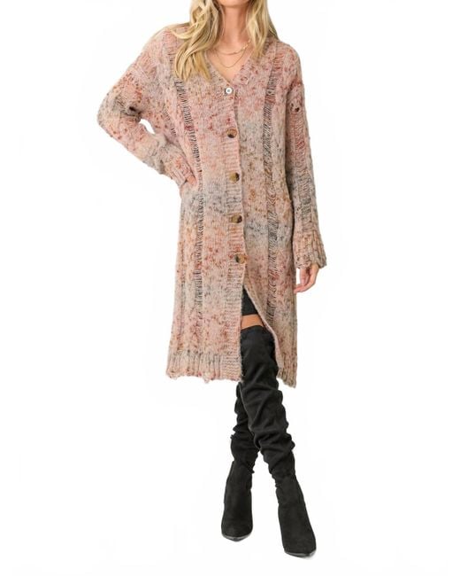 Mystree Natural Midi Length Distressed Yarn Sweater