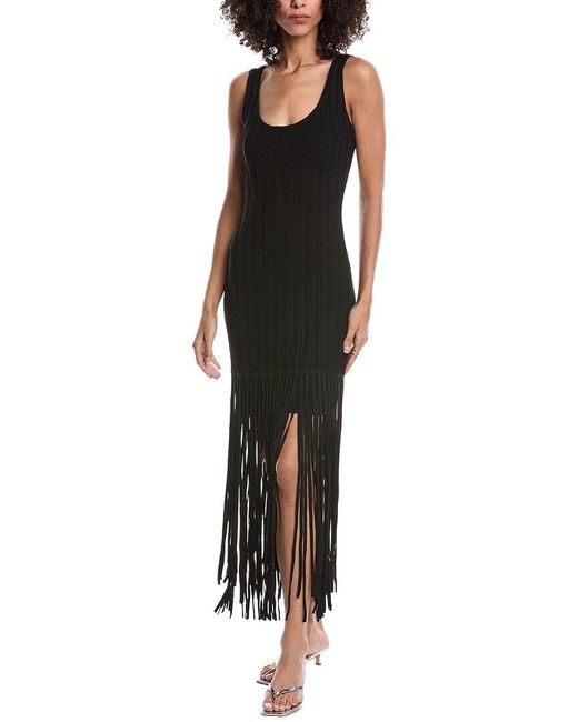 Toccin Women's Black Lorelai Scoop Neck Fringe Dress