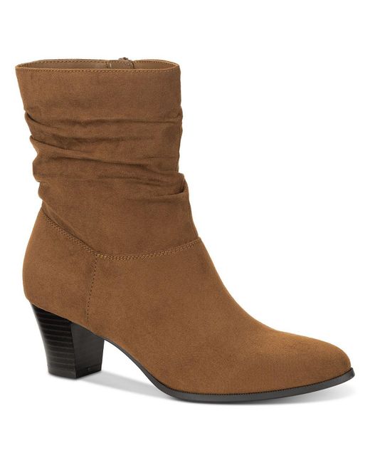 Style & Co. Brown Piviee Faux Suede Zipper Ankle Boots