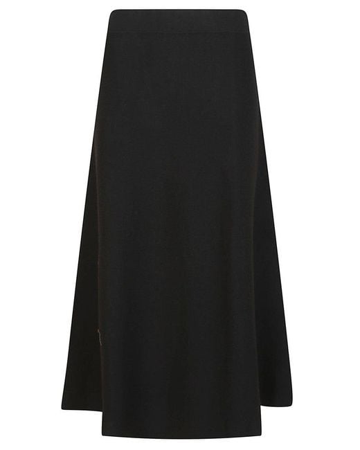 P.A.R.O.S.H. Black A-Line Wool Blend Knit Skirt With Elastic Waist