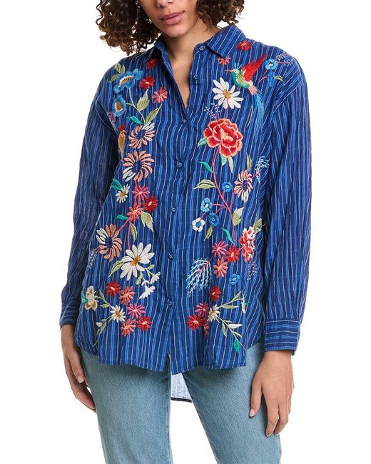 Johnny Was Blue Marissa Relaxed Oversized Tunic