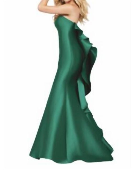 Jovani Green Ruffle Back Dress