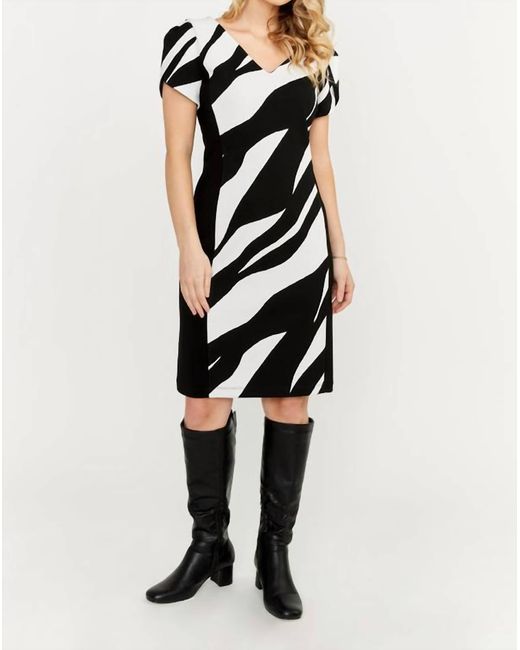 FRANK LYMAN White Abstract Zebra Print Dress