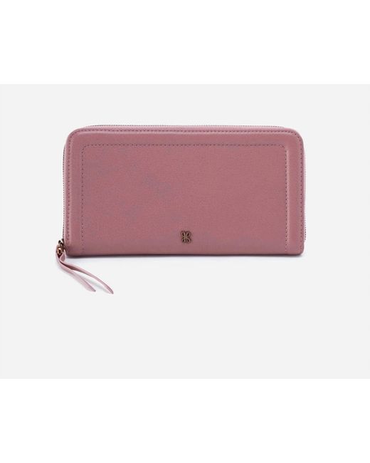Hobo International Pink Nila Large Zip Around Wallet-pebbled Leather