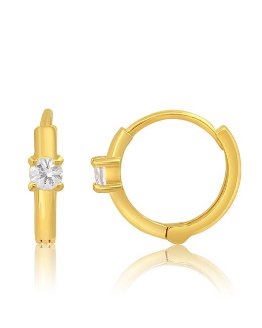 MAX + STONE Metallic Natural Gemstone Pair Small Huggie Hoop Earrings In 14k Yellow Gold With Hidden Clip Closure