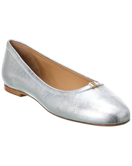 Chloé White Marcie Metallic Leather Ballet Flat