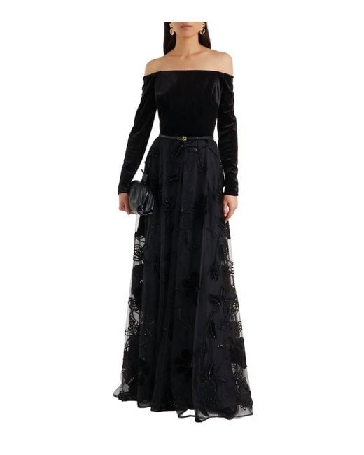 chinese dress ladies Embroidered Tulle Long Dress