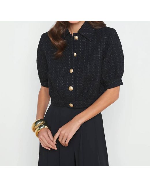 L'Agence Cove Cropped Tweed Jacket In Black
